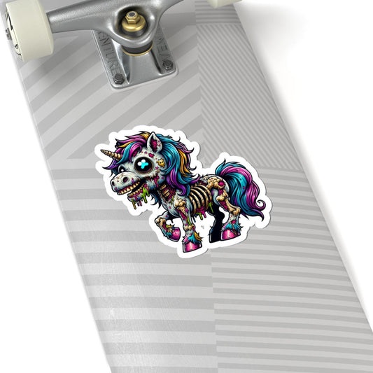 ColorFlow | Zombie Unicorn Vinyl Sticker | Waterproof Spooky Cute Art Decal for Laptops Water Bottles Journals Decor