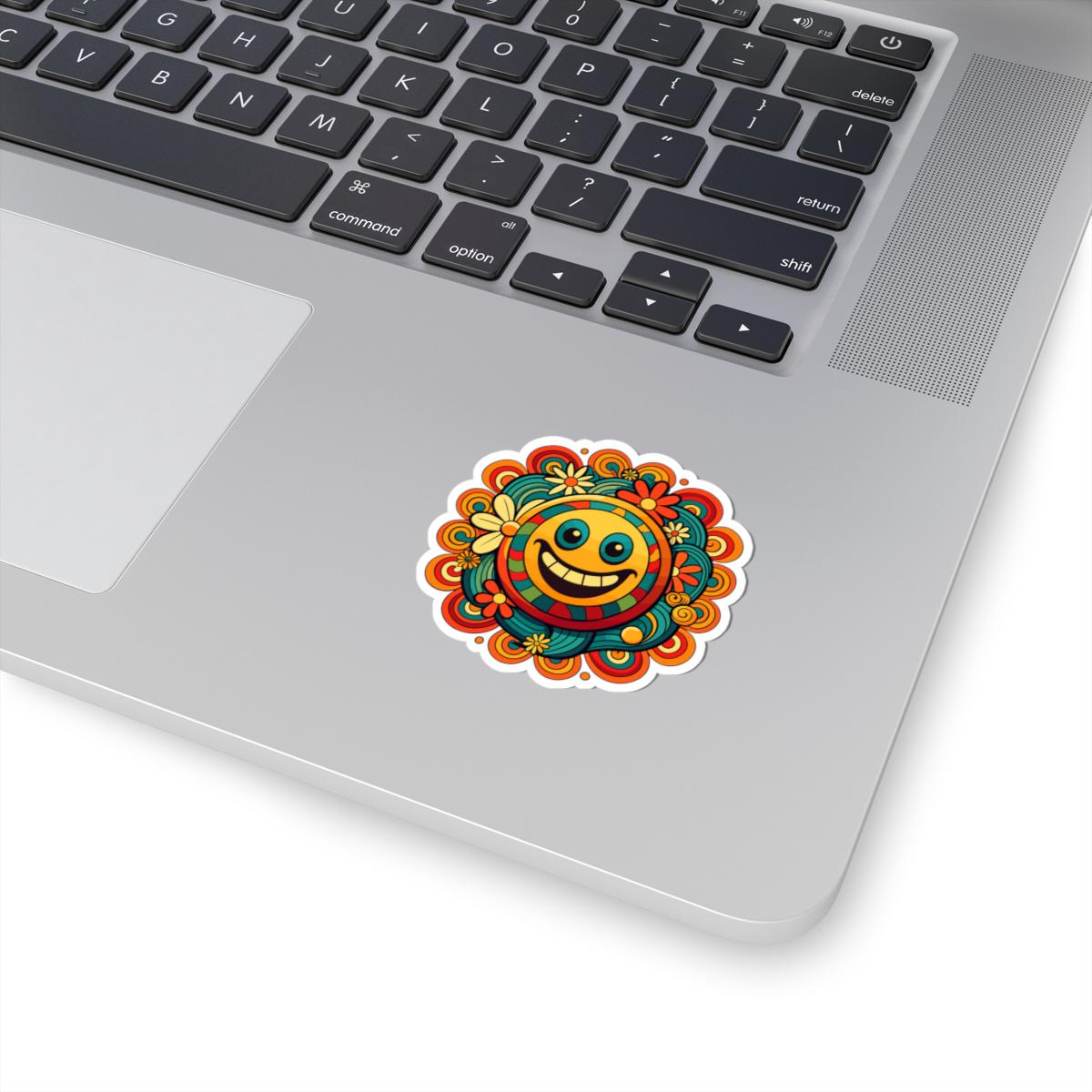 Retro Groove Smiley Face Sticker | Flower Power Vinyl Decal (Waterproof)