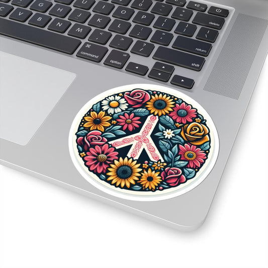 Peace Hope Flower Sticker | Boho Floral Hippie Symbol Vinyl Decal