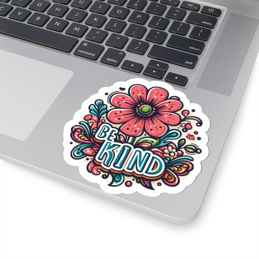 Be Kind Floral Sticker | Groovy Retro Kindness Decal, Boho Vinyl Art