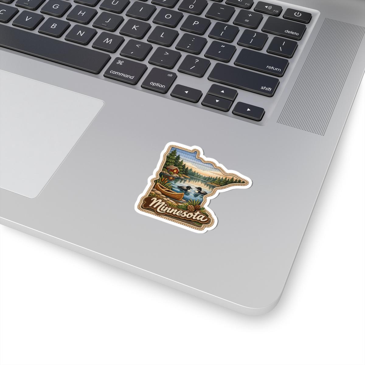 ColorFlow | Minnesota Northwoods Serenity Vinyl Sticker | Quiet Lakes Pine Forest Canoes and Cabin Reflections Art