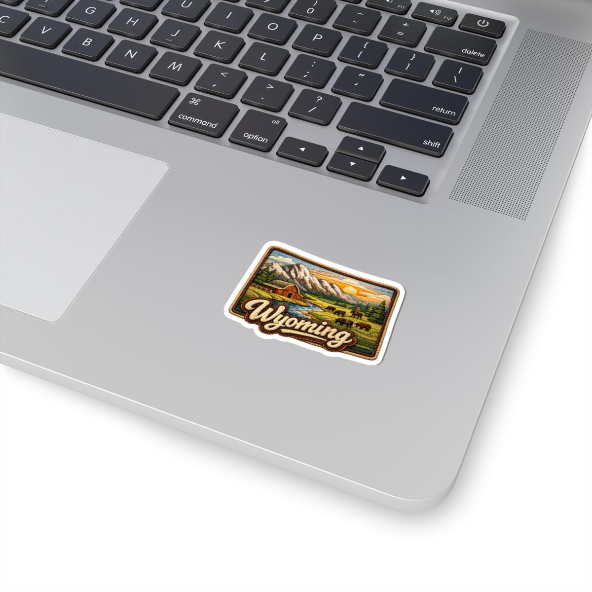 ColorFlow | Wyoming Frontier Range Vinyl Sticker | Open Plains Mountain Barns and Western Sunset Art