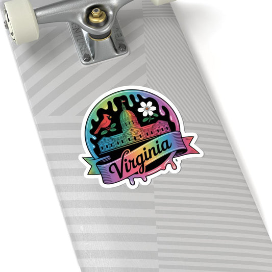 ColorFlow | Virginia Cardinal Capitol Rainbow Vinyl Sticker | Historic Richmond Landmark Art Decal