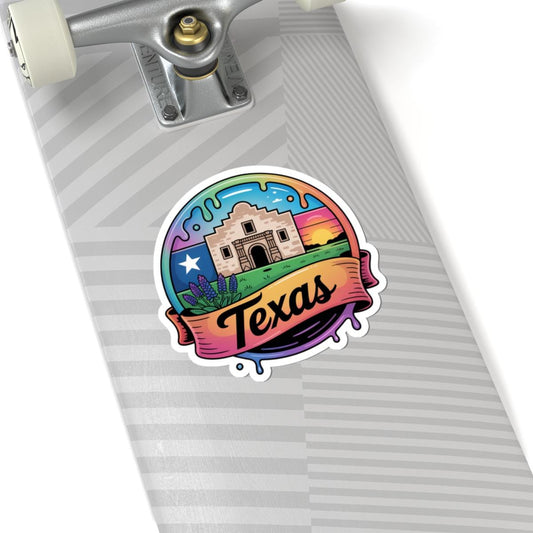 ColorFlow | Texas Alamo Sunset Skyline Vinyl Sticker | Lone Star State Travel Art Decal