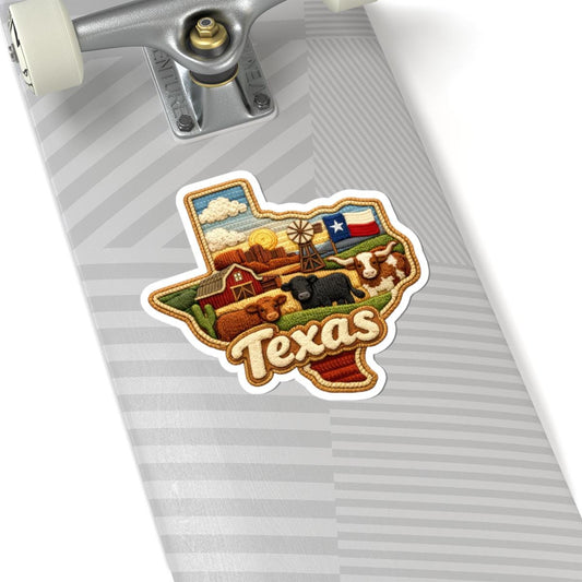 ColorFlow | Texas Lone Star Ranch Vinyl Sticker | Western Plains Windmills Cattle and Sunset Heritage Art