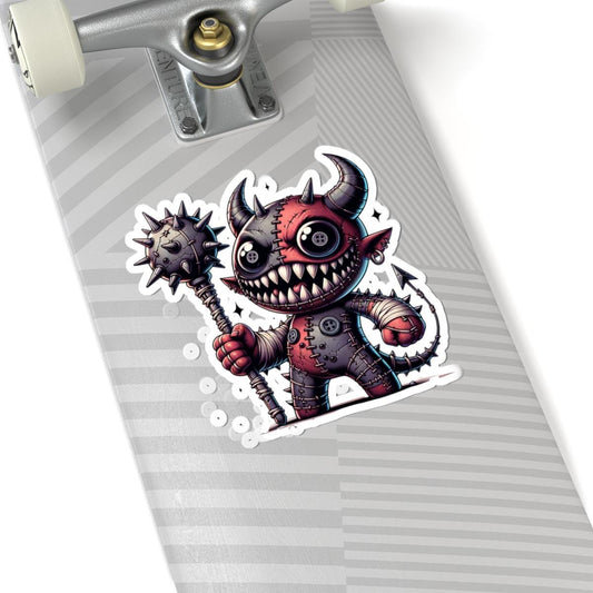 ColorFlow | Stitched Demon Plushie Monster Vinyl Sticker | Creepy Cute Art Decal | Unique Collectible | Fun Gift for All Ages