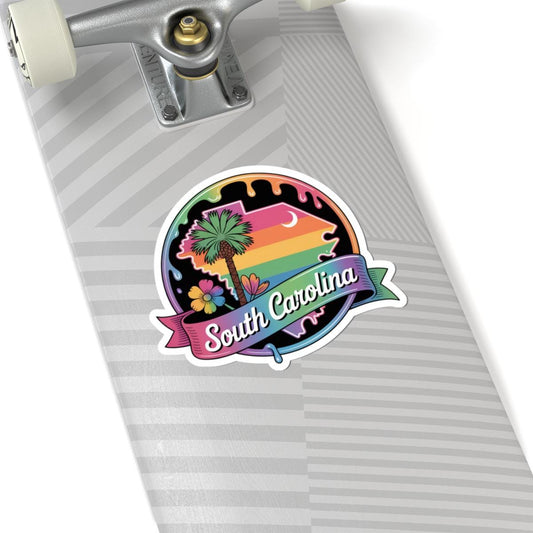 ColorFlow | South Carolina Palmetto Rainbow State Vinyl Sticker | Coastal Charm Travel Art Decal