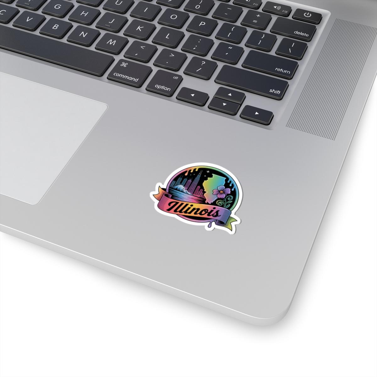 ColorFlow | Illinois Chicago Skyline Retro Art Vinyl Sticker | Prairie State Travel Inspired Decal