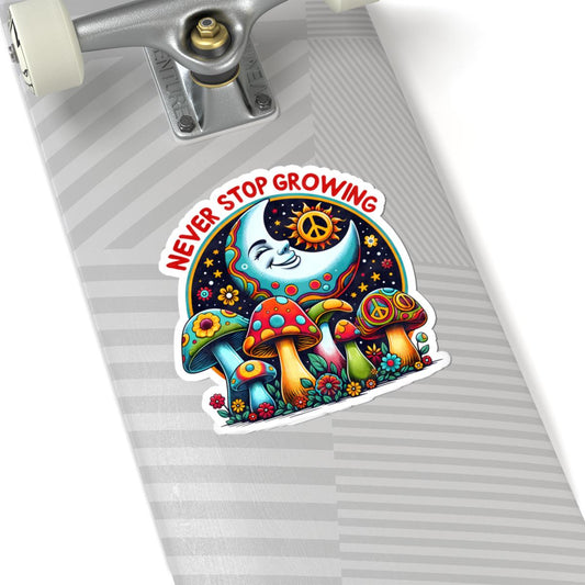 ColorFlow | Never Stop Growing Psychedelic Mushroom Garden Retro Art Vinyl Sticker