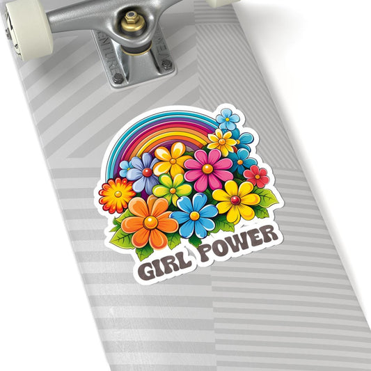 ColorFlow | Girl Power Rainbow Floral Feminist Retro Flower Power Art Vinyl Sticker