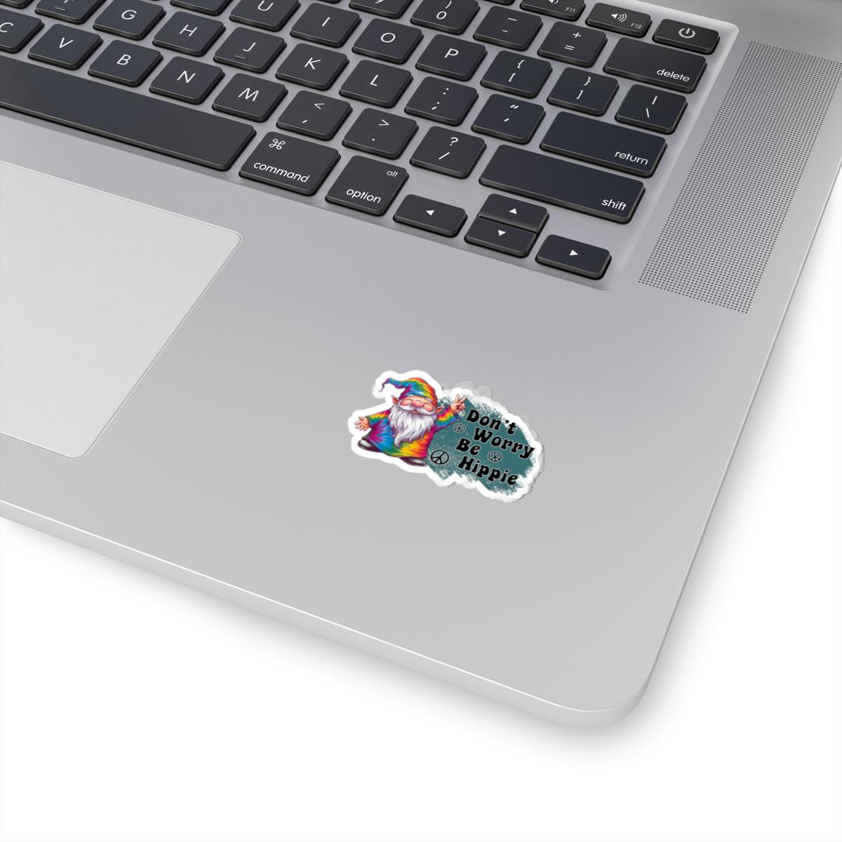 ColorFlow | Dont Worry Be Hippie Tie Dye Gnome Peace Retro Positivity Art Vinyl Sticker