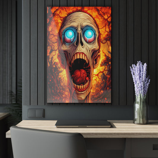 ColorFlow | Horror Skull Scream Metal Art Print | Dark Fantasy Artwork | Gothic Decor | Creepy Art Decor | Decor