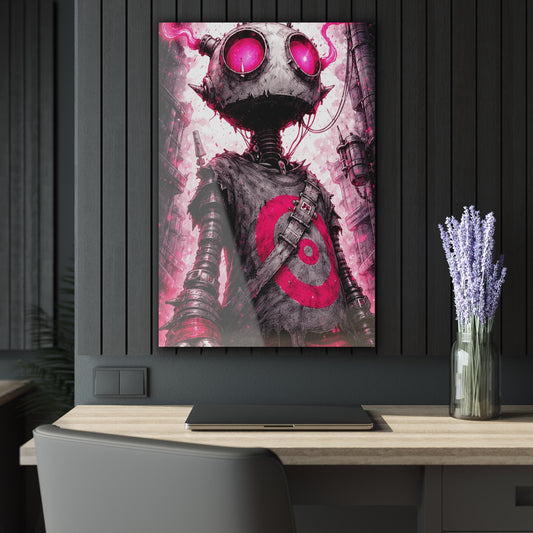 ColorFlow | Pink Cyber Robot Metal Art Print | Sci Fi Character Artwork | Futuristic Decor | Gamer Room Decor | Cyberpunk Decor