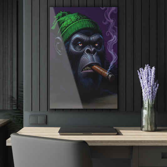 ColorFlow | Smoking Gorilla Metal Art Print | Urban Animal Artwork | Street Style Decor | Cool Room Decor | Ape Art