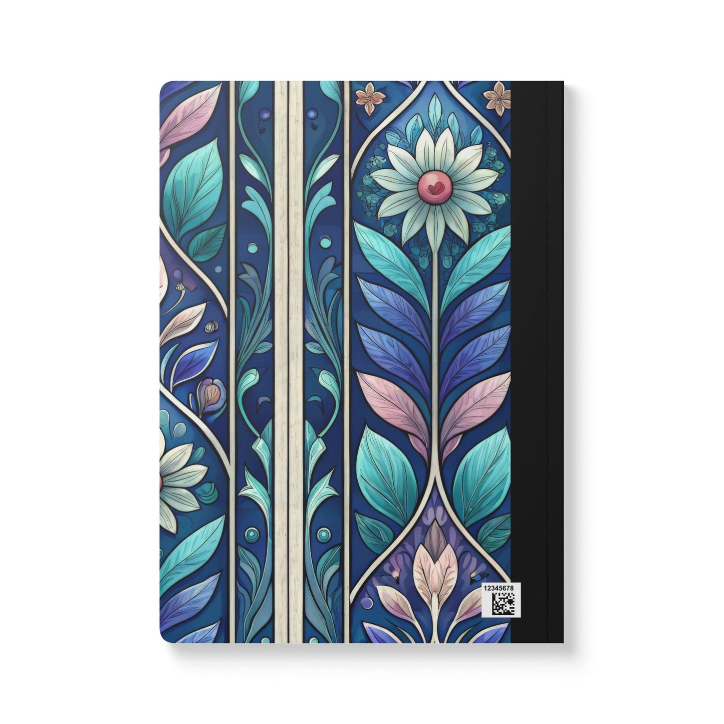 Stained Glass Floral Composition Notebook | Watercolor Botanical Journal, College-Ruled Pages