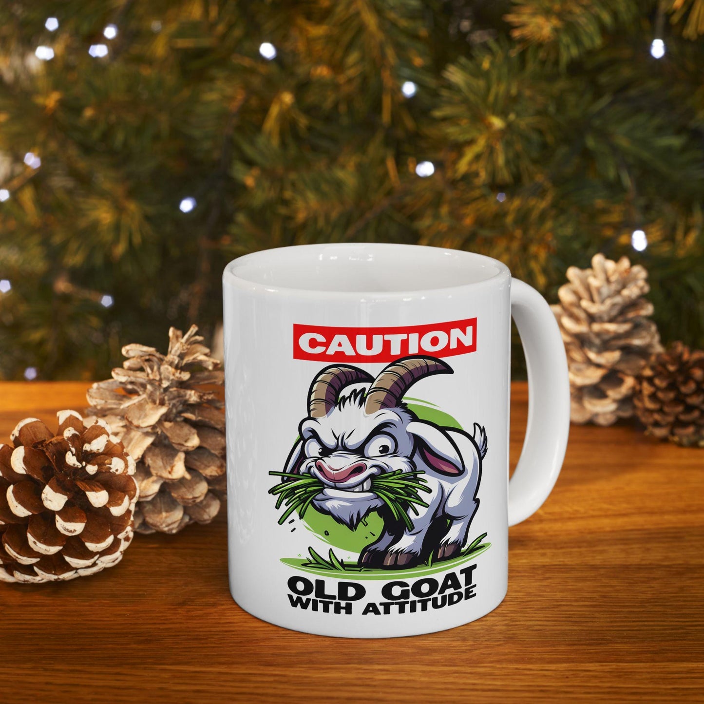 Caution Goat Mug | Funny Animal Coffee Cup | 15oz Ceramic Mug