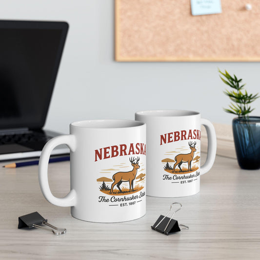 Nebraska Cornhusker State Mug | Deer Prairie Ceramic Coffee Cup