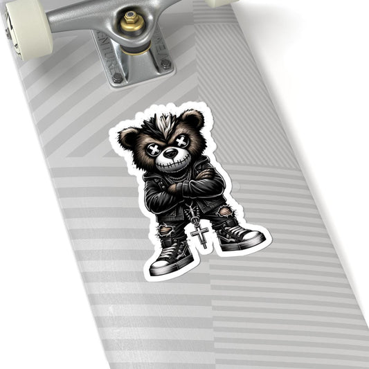 ColorFlow | Punk Mohawk Bear Vinyl Sticker | Gothic Streetwear Gamer Sticker | Dark Aesthetic Waterproof Glossy or Matte