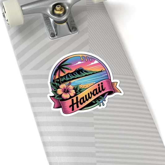 ColorFlow | Hawaii Tropical Beach Sunset Vinyl Sticker | Island Paradise Ocean Travel Art Decal