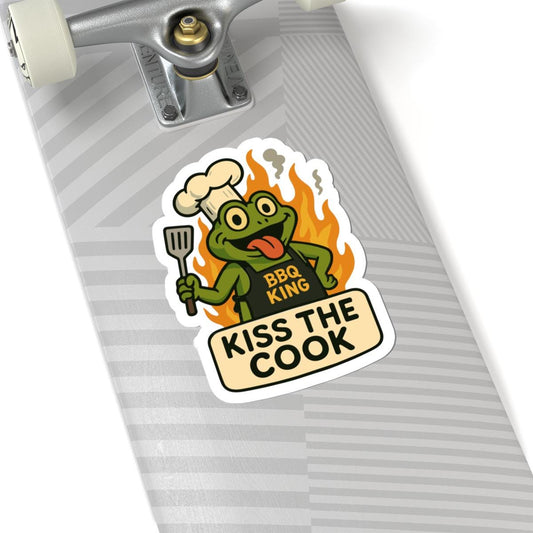 ColorFlow | Kiss The Cook Frog BBQ Sticker | Waterproof Vinyl Decal For Grill Masters And Summer Outdoor Cooking Fun