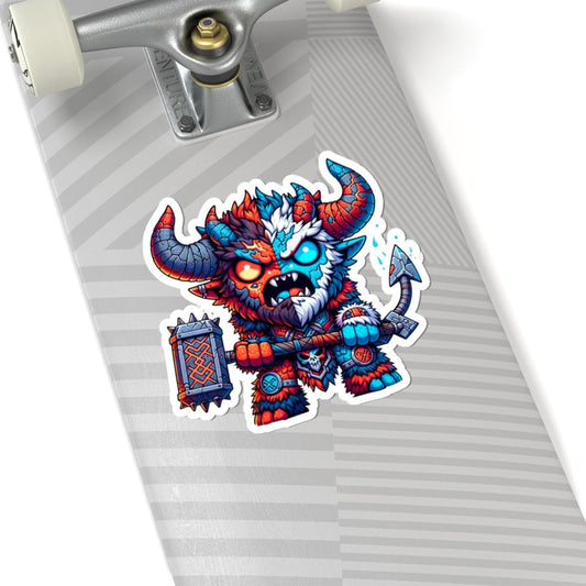 ColorFlow | Fire and Ice Beast Monster Vinyl Sticker | Dual Element Art Decal | Fantasy Collectible | Unique Gift Idea