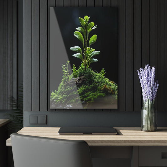 ColorFlow | Green Plant Growth Metal Art Print | Nature Macro Artwork | Botanical Decor | Zen Room Decor | Calm Aesthetic