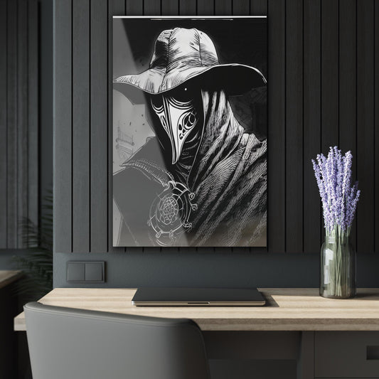 ColorFlow | Plague Doctor Mask Metal Art Print | Dark Gothic Artwork | Vintage Horror Decor | Black White Art | Dark Aesthetic Decor