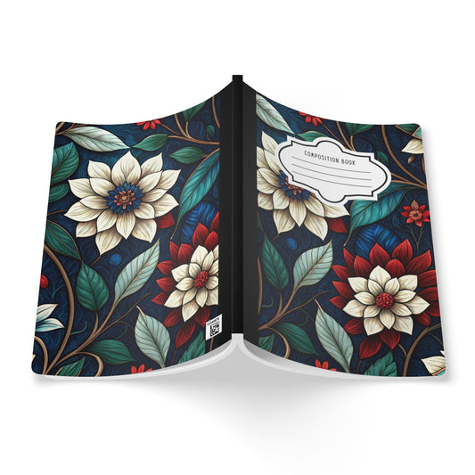 Midnight Elegance Floral Composition Notebook | Chic Botanical Art Journal