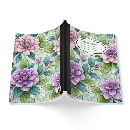 Pastel Floral Composition Notebook | Soft Watercolor Garden Journal, College-Ruled Pages