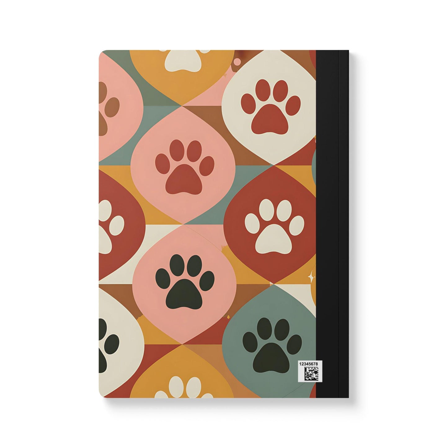 Retro Geometric Paw Print Composition Notebook | Mid-Century Style Stationery College Ruled Journal