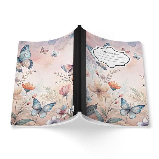Sky Garden Butterfly Composition Notebook | Pastel Floral Journal for Writing