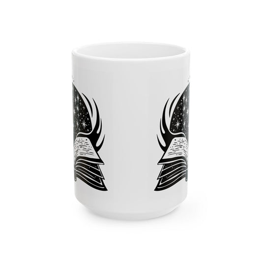 Celestial Spellbook Mug | Cosmic Moon Stars 15oz Ceramic Coffee Cup
