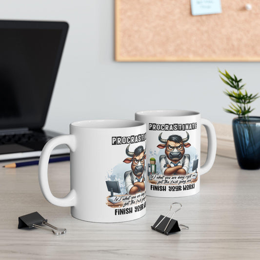 Funny Office Mug | Procrastinate Finish Work Coffee Cup