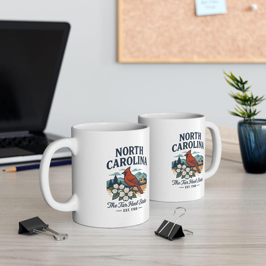 North Carolina Cardinal Mug | Tar Heel State Ceramic Coffee Cup (15oz)