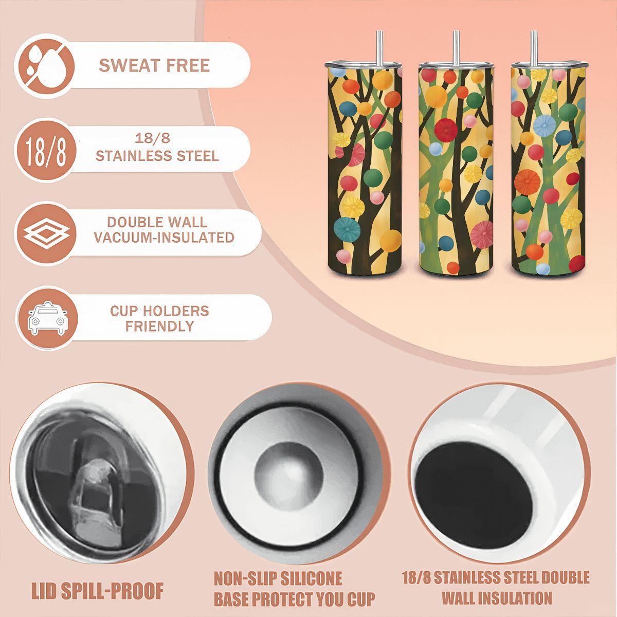 20oz Straight Stainless Steel Tumbler with Straw(Made in USA)