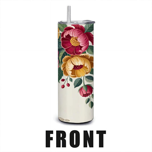 20oz Straight Stainless Steel Tumbler with Straw(Made in USA)