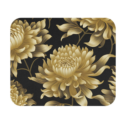 Gold chrysanthemum flowers with intricate petal details on a dark textured background.