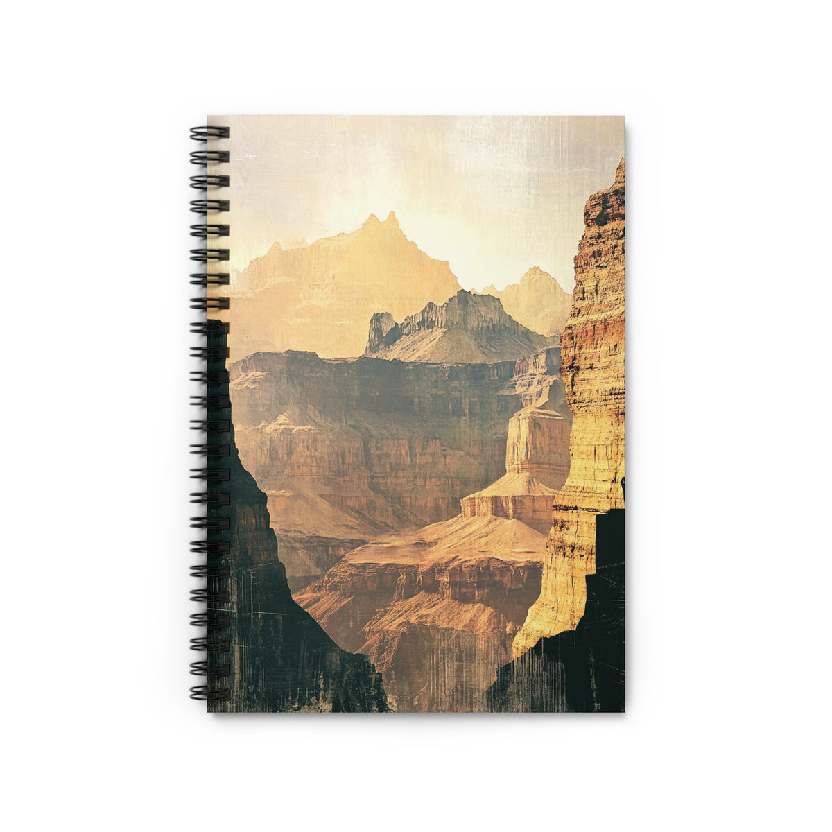 Spiral bound notebook with a vintage Grand Canyon landscape on the cover.