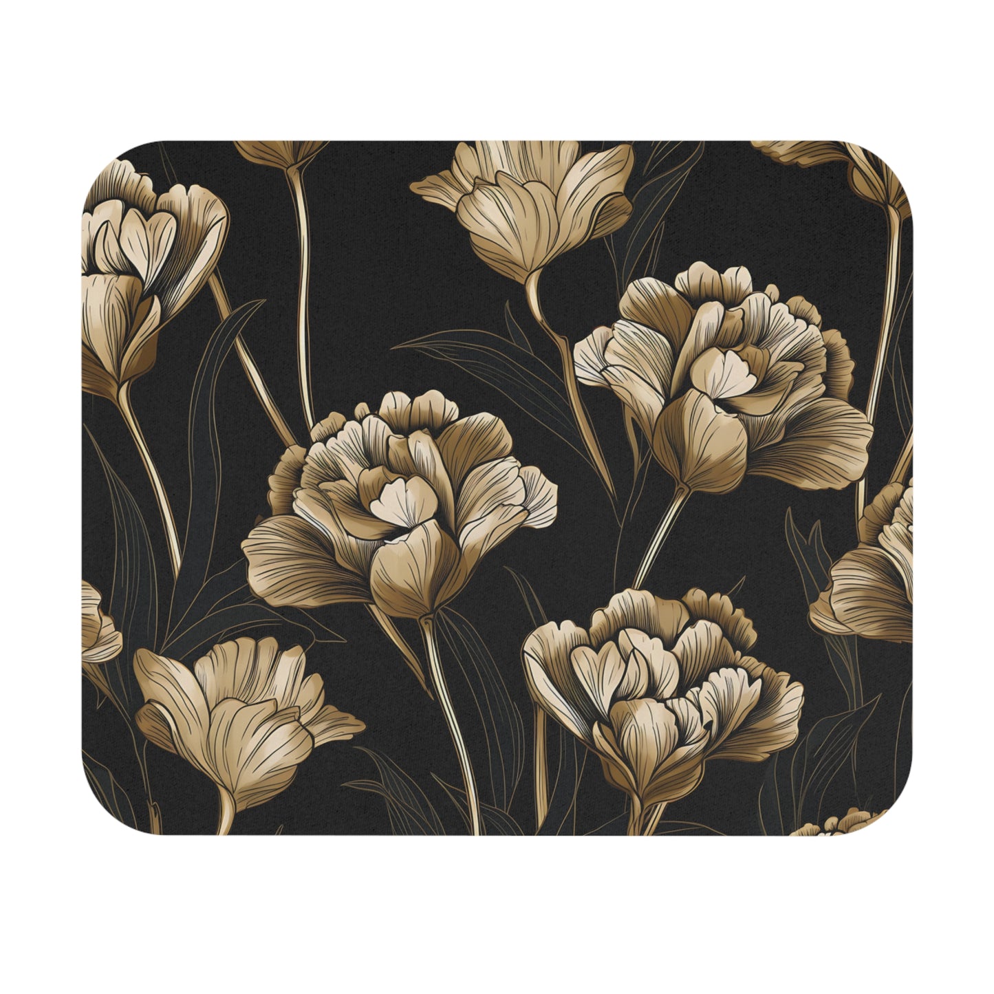 Gold outline floral pattern on a dark textured background