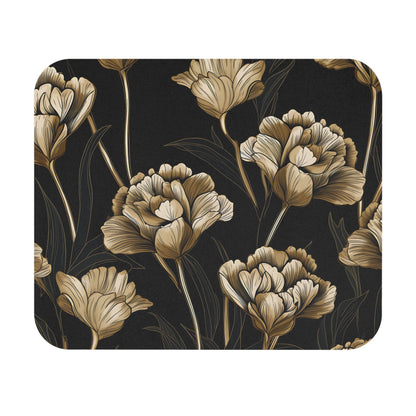 Gold outline floral pattern on a dark textured background