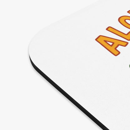 Mousepad with text "ALL" in yellow and orange.