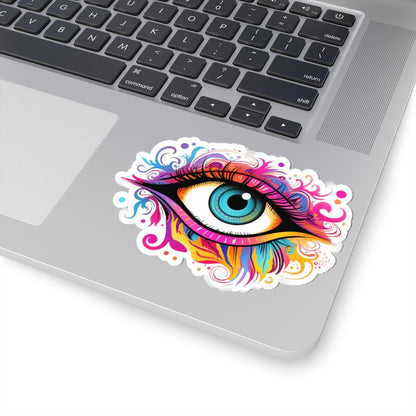 ColorFlow Psychedelic Eye Sticker | Vibrant Visionary Eyeball Decal | Trippy Spiritual Vinyl Art