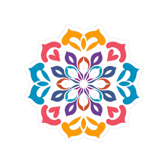 Colorful Mandala Sticker: Geometric Vinyl Decal for Laptops, Journals