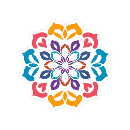 Colorful Mandala Sticker: Geometric Vinyl Decal for Laptops, Journals