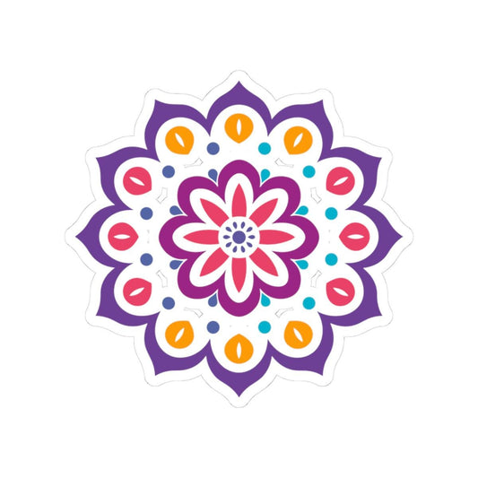 Floral Mandala Sticker: Vibrant Boho Vinyl Decal for Laptop, Journal