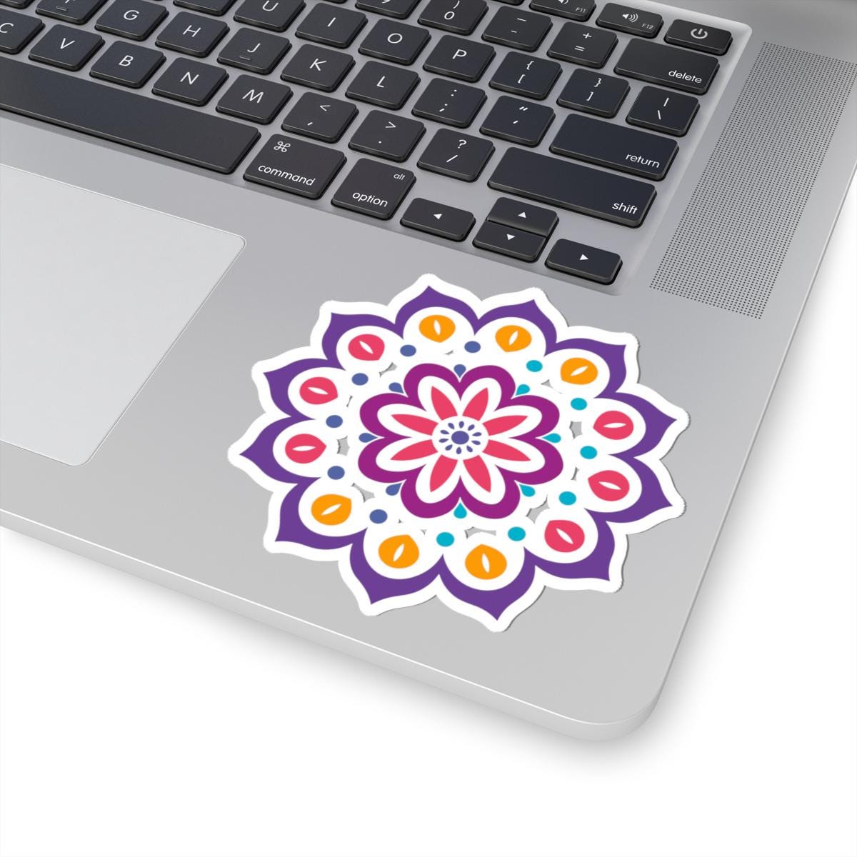 Floral Mandala Sticker: Vibrant Boho Vinyl Decal for Laptop, Journal
