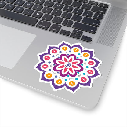 Floral Mandala Sticker: Vibrant Boho Vinyl Decal for Laptop, Journal