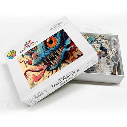 Vortex Maw Wooden Puzzle: Psychedelic Monster Jigsaw for Adults
