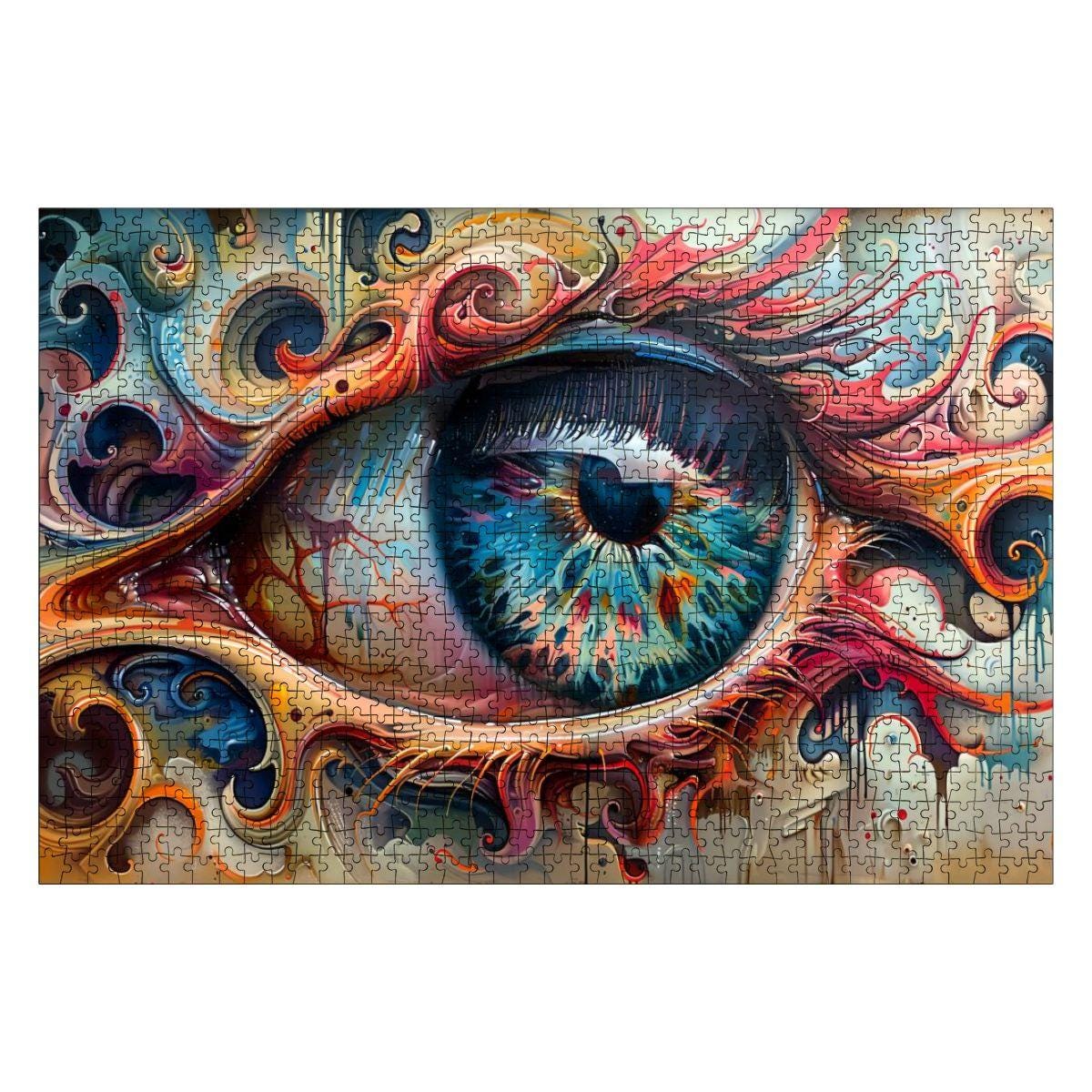 Eye of the Spiral Wooden Jigsaw Puzzle: Surreal Psychedelic Art