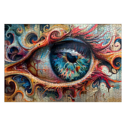 Eye of the Spiral Wooden Jigsaw Puzzle: Surreal Psychedelic Art